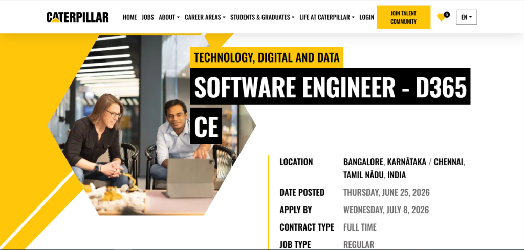 Caterpillar Recruitment Drive; Hiring Junior Software Engineer