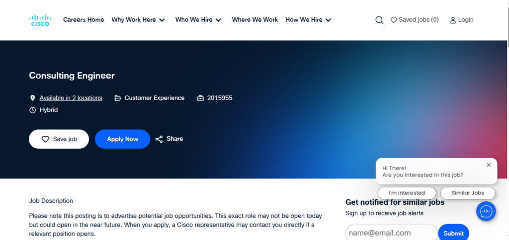 Cisco Recruitment Drive; Hiring Consulting Engineer
