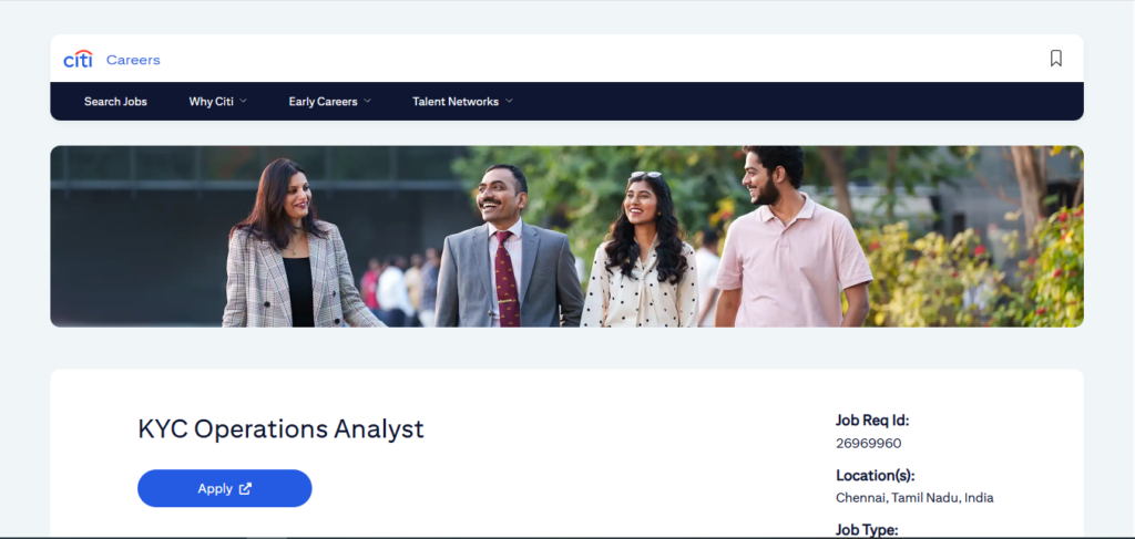 Citi Recruitment Drive; Hiring KYC Operations Analyst