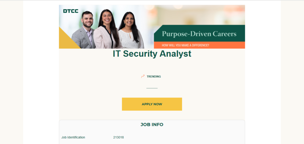 DTCC Recruitment Drive; Hiring IT Security Analyst