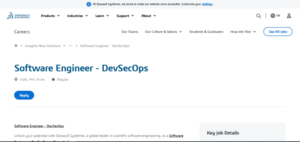 Dassault Systèmes Recruitment Drive; Hiring DevSecOps Engineer
