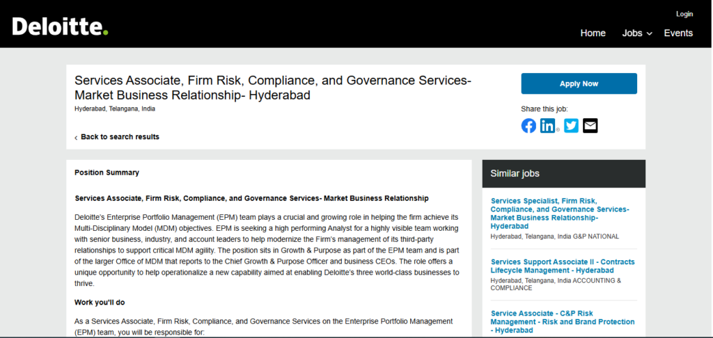 Deloitte Recruitment Drive; Hiring Services Associate