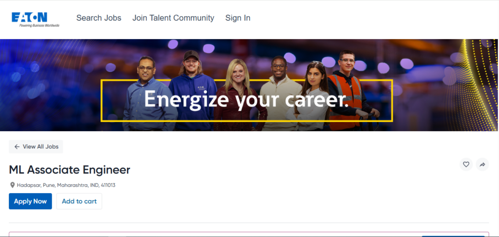 EATON Recruitment Drive; Hiring ML Associate Engineer