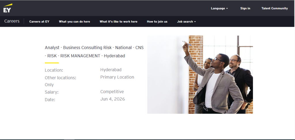 EY Recruitment Drive; Hiring Analyst (Risk Management)