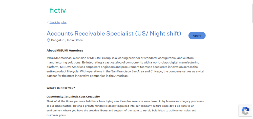 Fictiv Recruitment Drive; Hiring Accounts Receivable Specialist