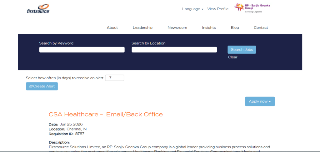 Firstsource Recruitment Drive; Hiring Customer Support Associate