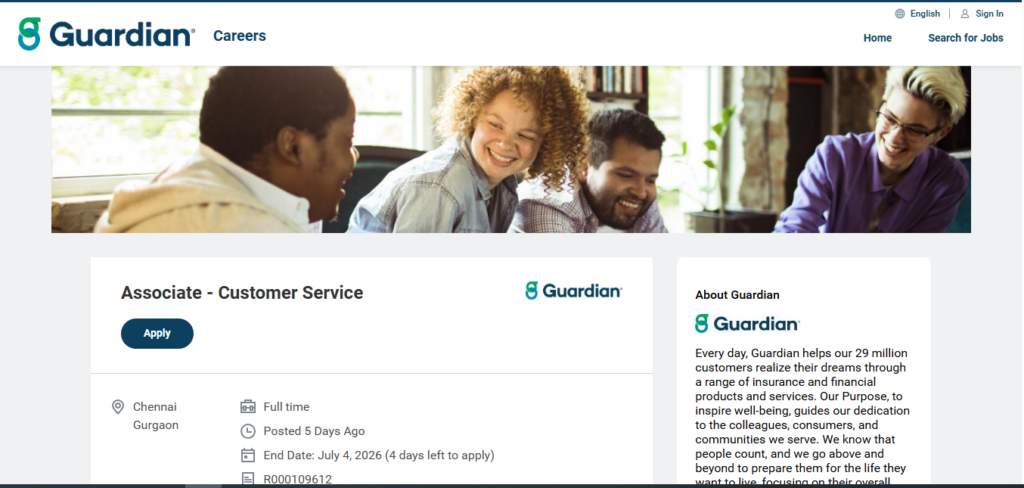 Guardian Recruitment Drive; Hiring Associate