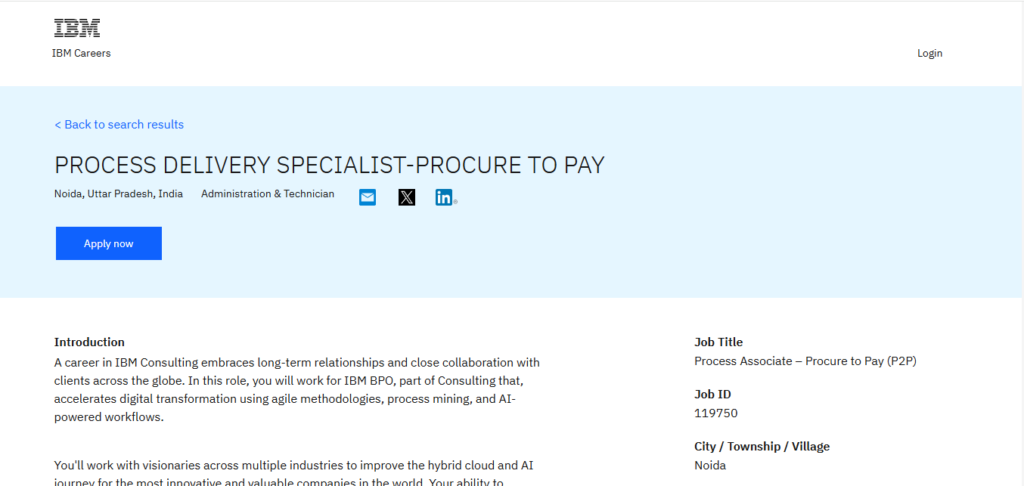 IBM Recruitment Drive; Hiring Process Associate (P2P)
