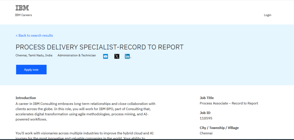 IBM Recruitment Drive; Hiring Process Associate (R2R)