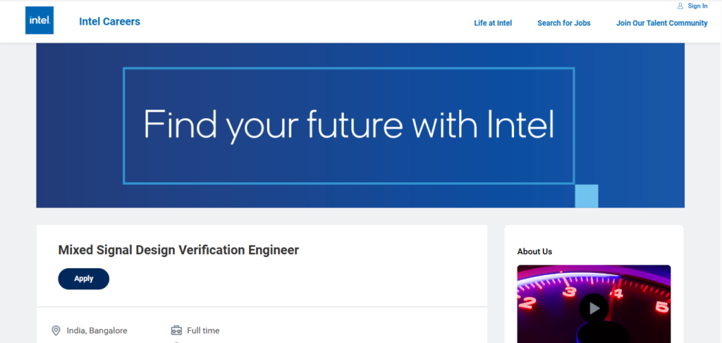 Intel Recruitment Drive; Hiring Design Verification Engineer
