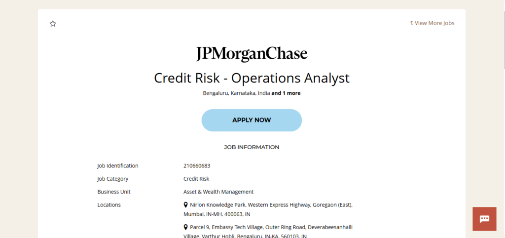 JPMorgan & Chase Recruitment Drive; Hiring Credit Risk Operations Analyst 