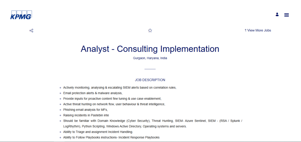 KPMG Recruitment Drive; Hiring Analyst