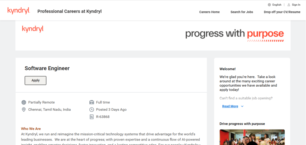 Kyndryl Recruitment Drive; Hiring Software Engineer