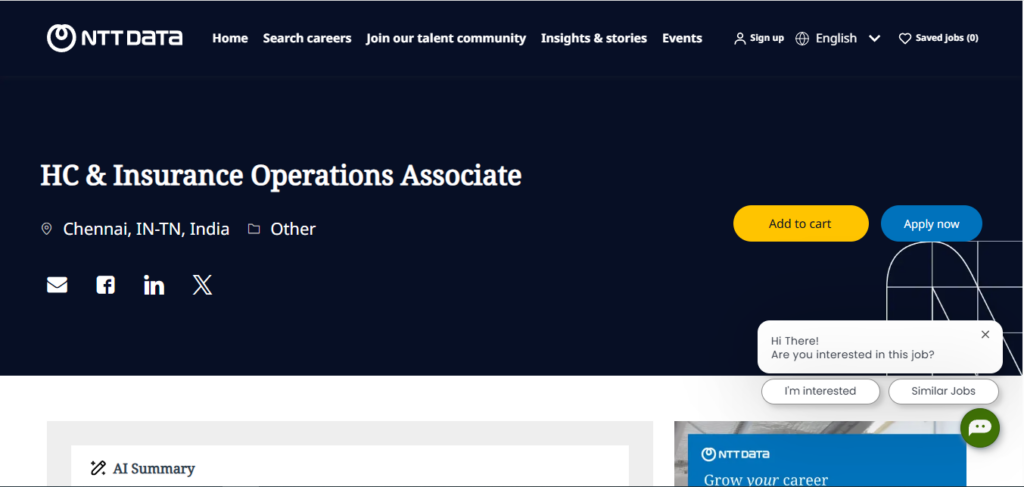 NTT Data Recruitment Drive; Hiring Operations Associate