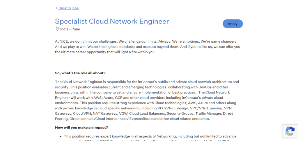 NiCE Recruitment Drive; Hiring Cloud Network Engineer