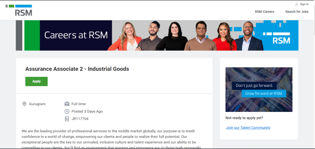 RSM Recruitment Drive; Hiring Assurance Associate