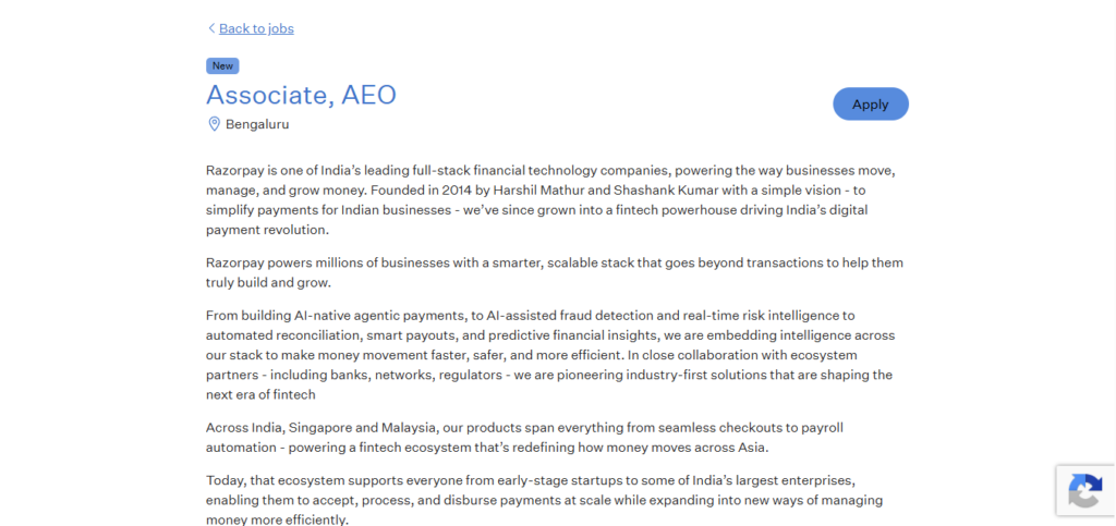 Razorpay Recruitment Drive; Hiring Associate (AEO)