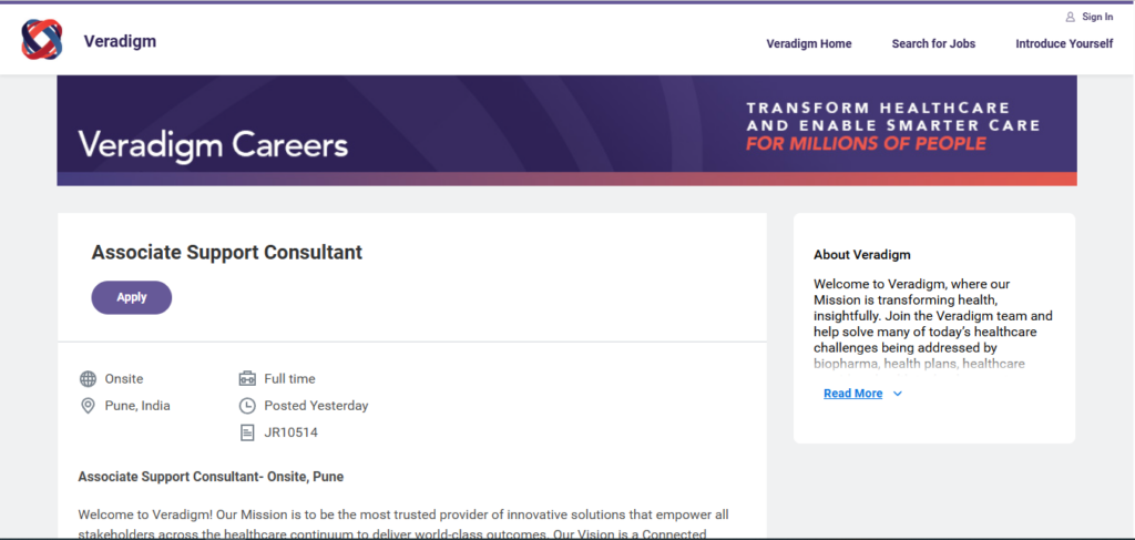 Veradigm Recruitment Drive; Hiring Associate Support Consultant