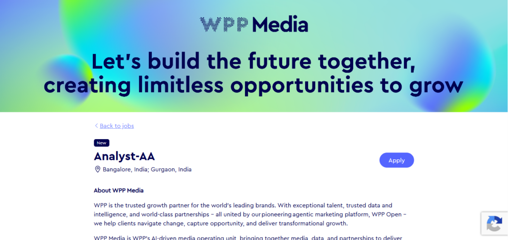 WPP Recruitment Drive; Hiring Analyst
