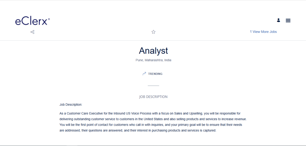 eClerx Recruitment Drive; Hiring Analyst