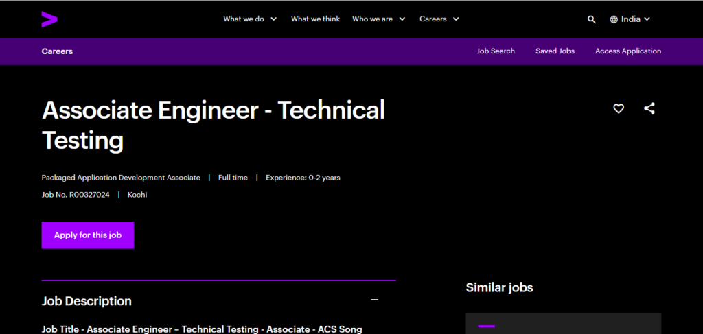 Accenture Recruitment Drive; Hiring Associate Engineer