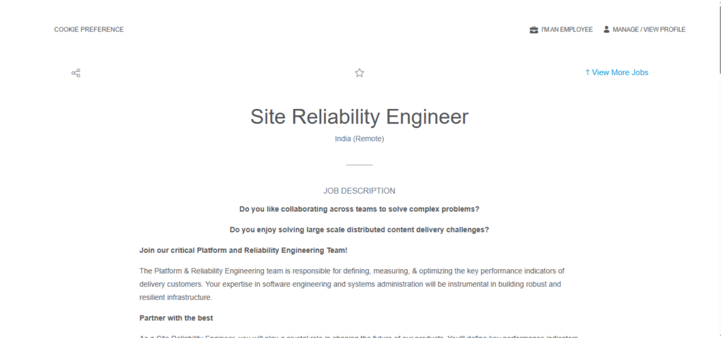 Akamai Work from Home Jobs; Hiring Site Reliability Engineer