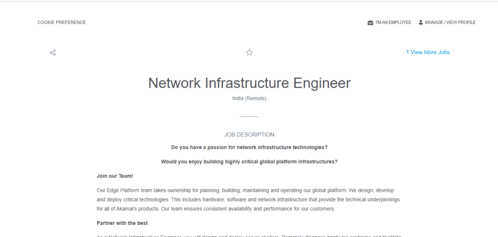 Akamai Work from Home Jobs; Hiring Network Infrastructure Engineer