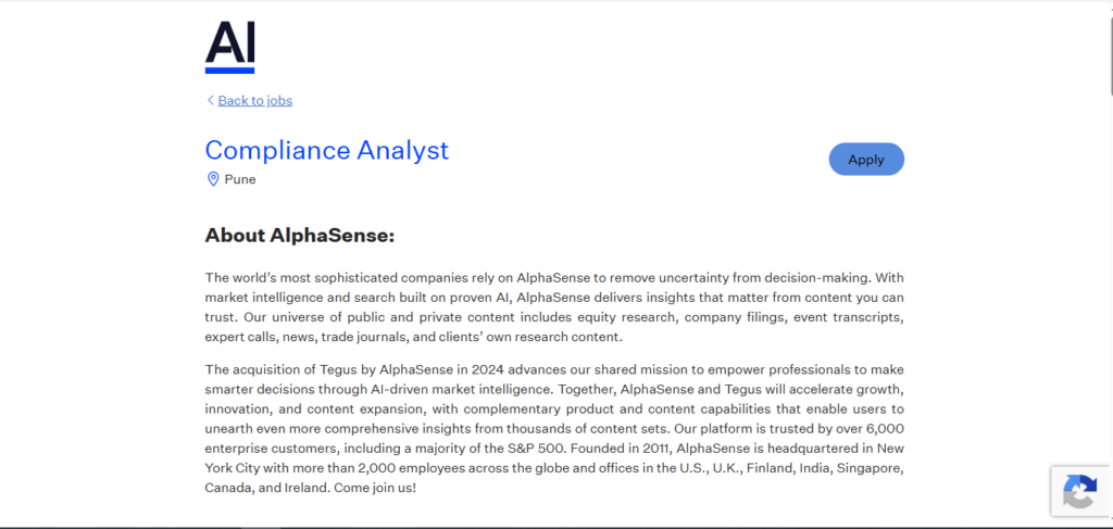 AlphaSense Recruitment Drive; Hiring Compliance Analyst 