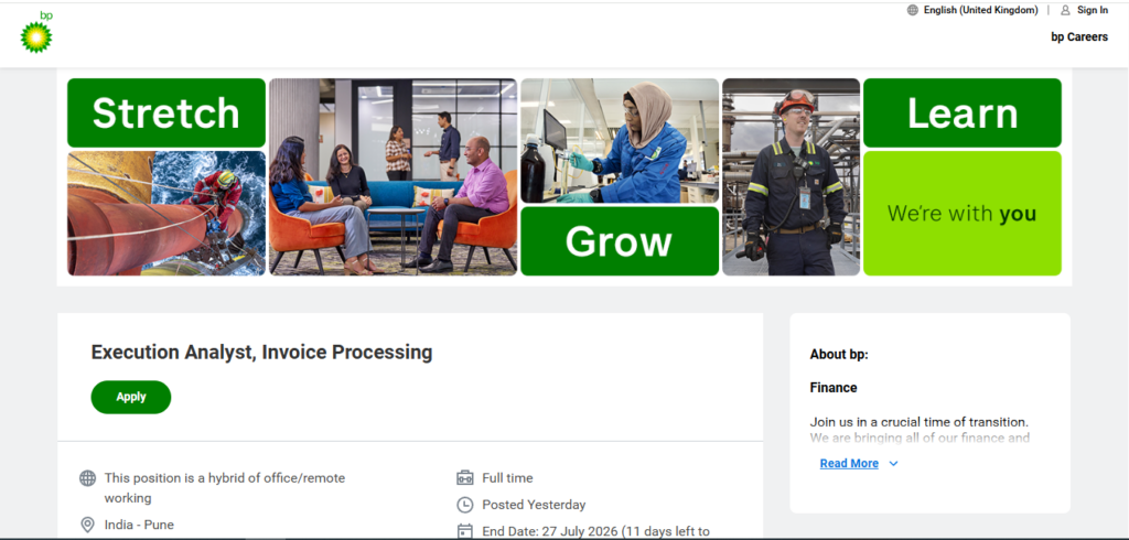 BP Recruitment Drive; Hiring Execution Analyst