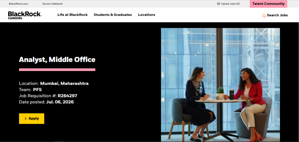 BlackRock Recruitment Drive; Hiring Analyst (Middle Office)