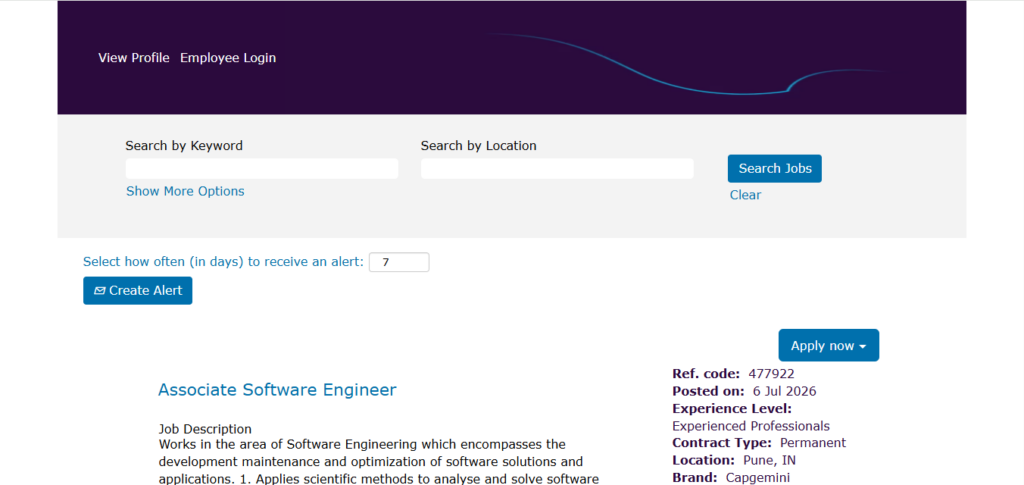 Capgemini Recruitment Drive; Hiring Associate Software Engineer