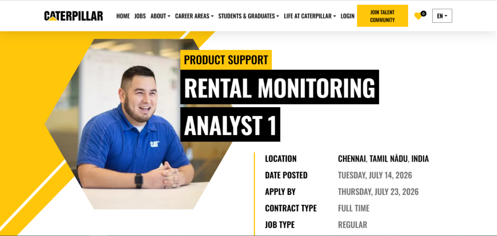 Caterpillar Recruitment Drive; Hiring Analyst 1