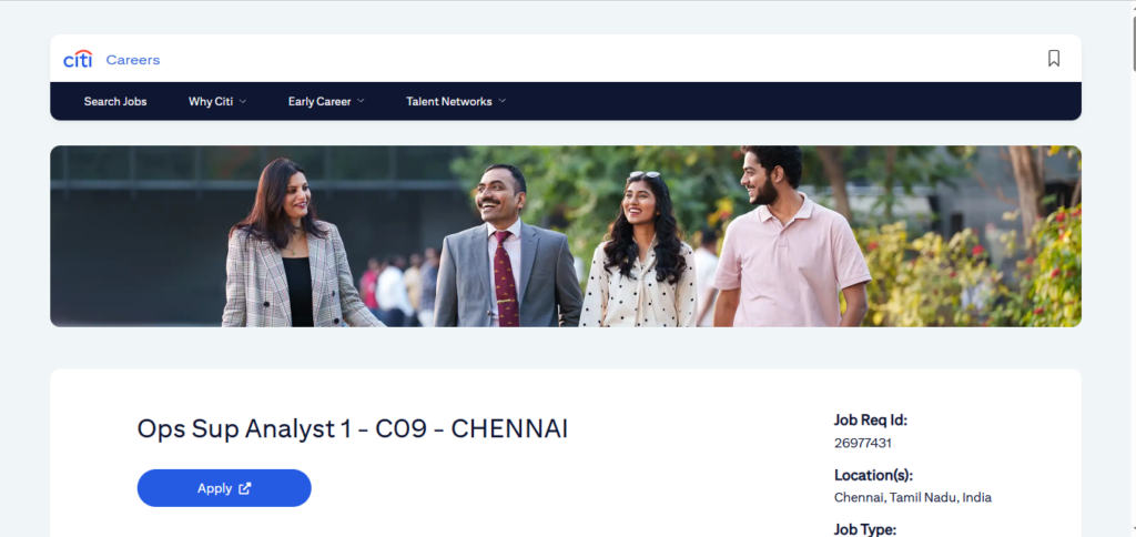 Citi Recruitment Drive; Hiring Ops Sup Analyst 1
