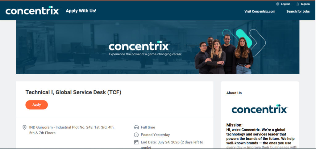 Concentrix Recruitment Drive; Hiring Service Desk
