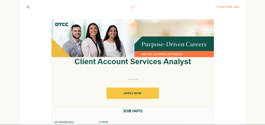 DTCC Recruitment Drive; Hiring Client Account Services Analyst