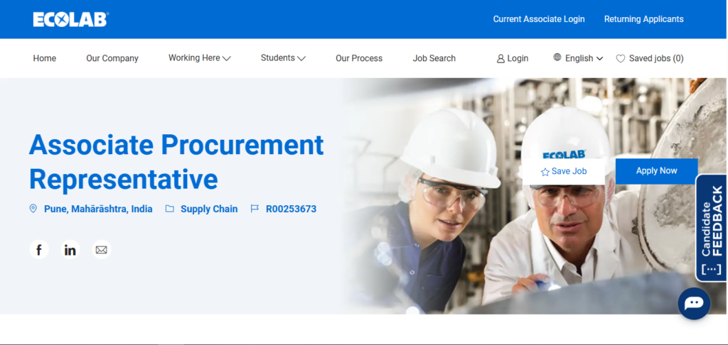 Ecolab Recruitment Drive; Hiring Associate Procurement Representative