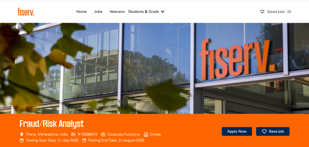 Fiserv Recruitment Drive; Hiring Fraud / Risk Analyst