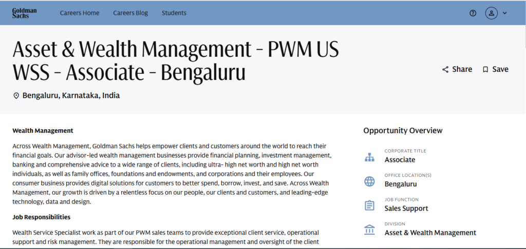 Goldman Sachs Recruitment Drive; Hiring Associate 
