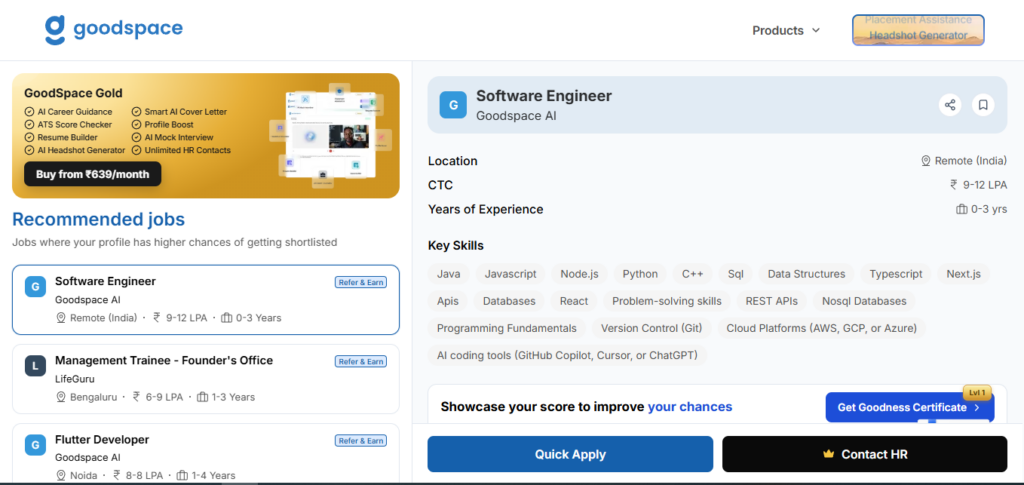 Goodspace Work from Home Jobs; Hiring Software Engineer