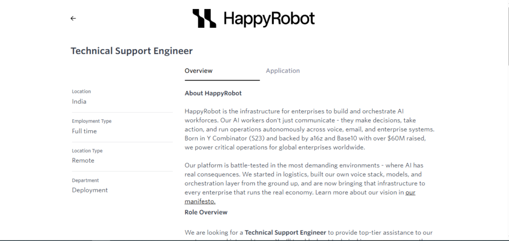 HappyRobot Work from Home Jobs; Hiring Technical Support Engineer