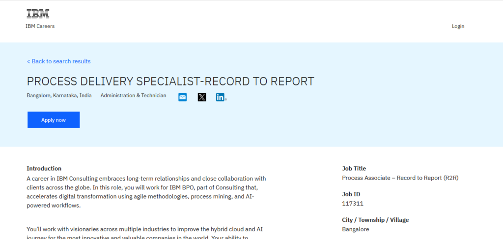 IBM Recruitment Drive; Hiring Process Associate (R2R)
