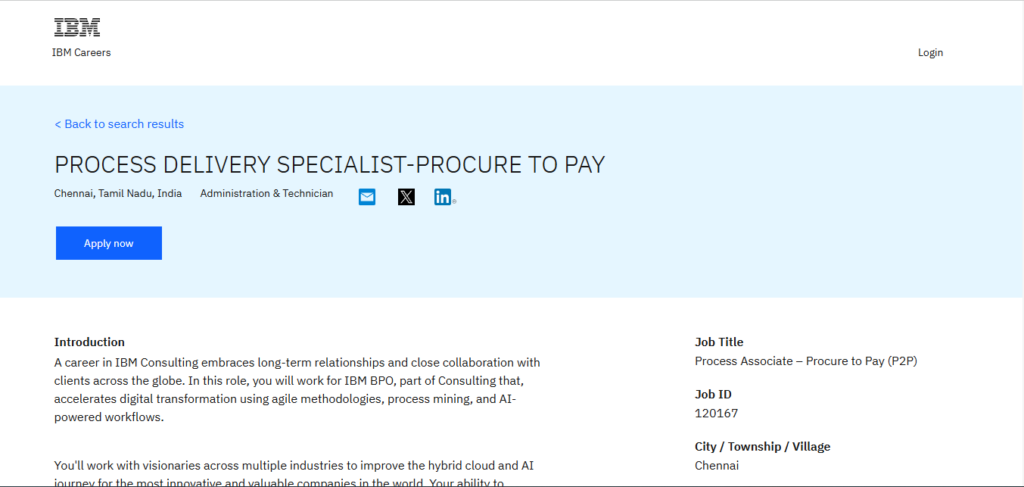 IBM Recruitment Drive; Hiring Process Associate (P2P)