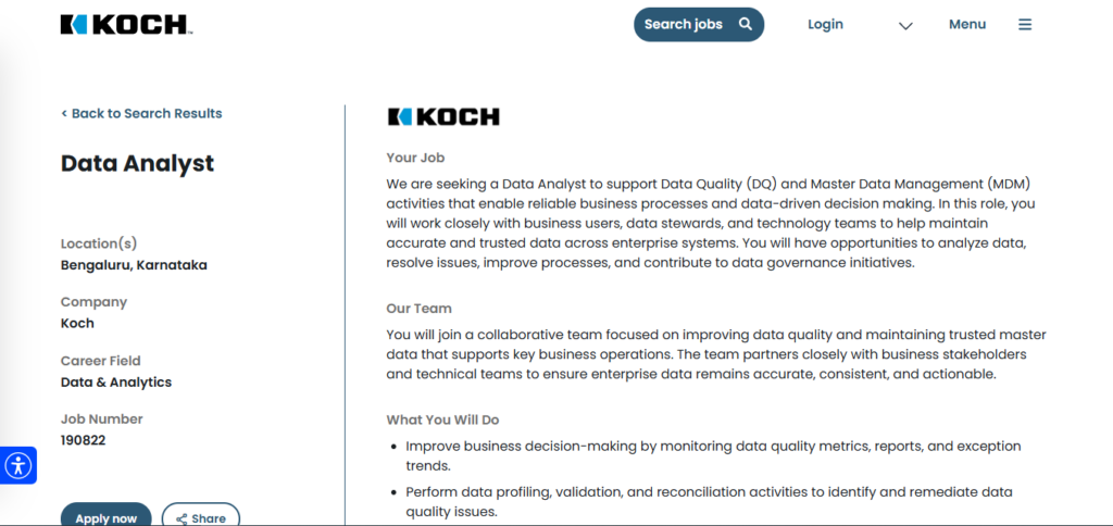 KOCH Recruitment Drive; Hiring Data Analyst