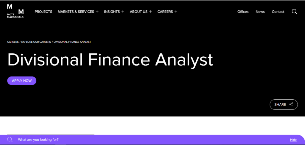 Mott MacDonald Recruitment Drive; Hiring Finance Analyst 