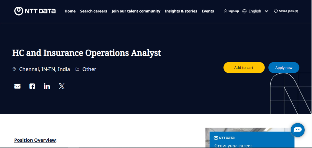 NTT Data Recruitment Drive; Hiring Operations Analyst