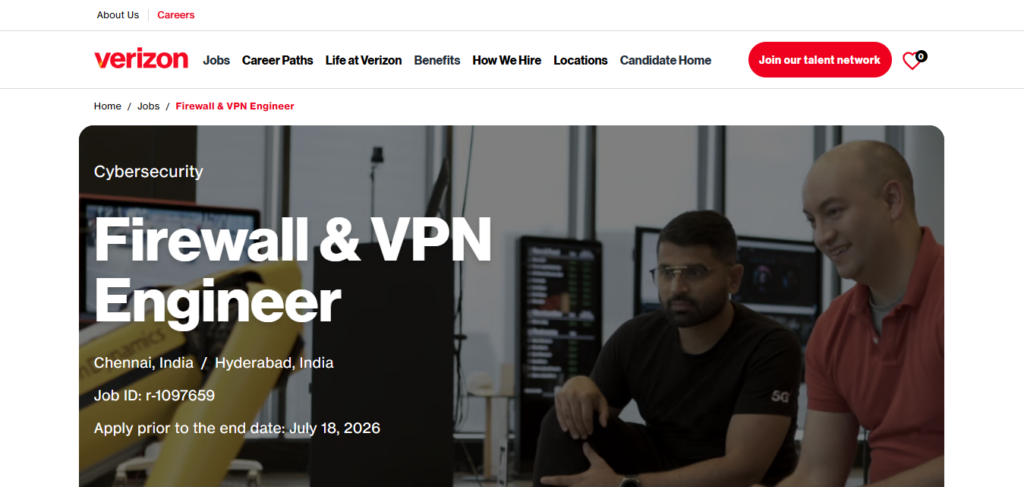 Verizon Recruitment Drive; Hiring Firewall & VPN Engineer