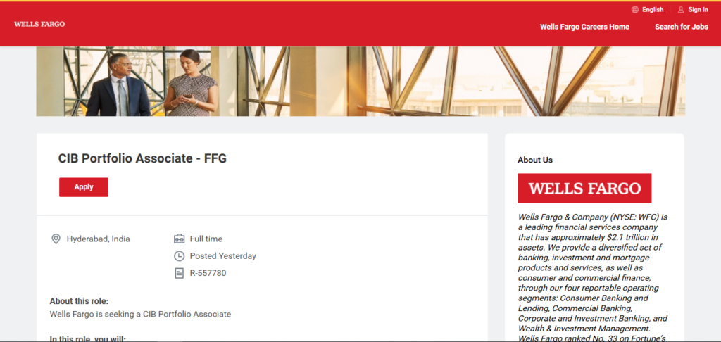 Wells Fargo Recruitment Drive; Hiring CIB Portfolio Associate (FFG)