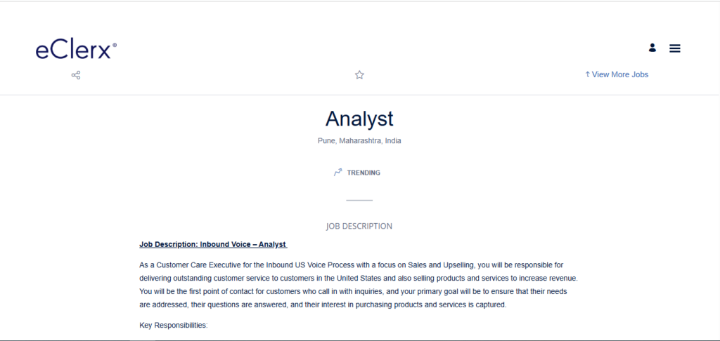 eClerx Recruitment Drive; Hiring Analyst