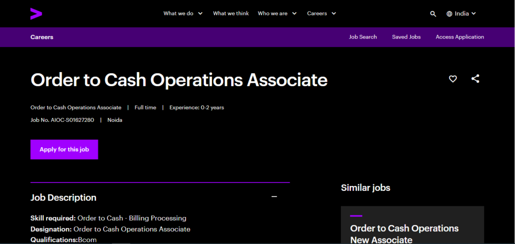 Accenture Recruitment Drive; Hiring Order to Cash Operations Associate