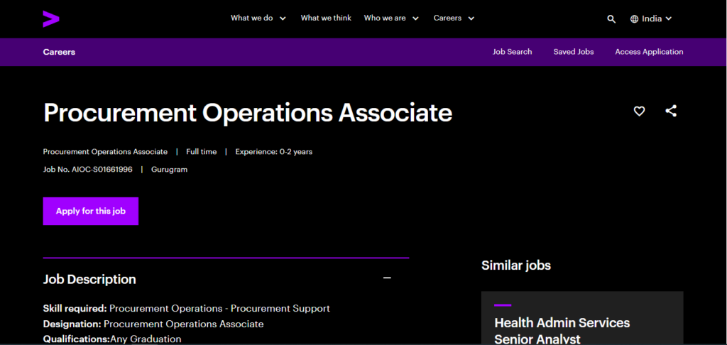 Accenture Recruitment Drive; Hiring Procurement Operations Associate